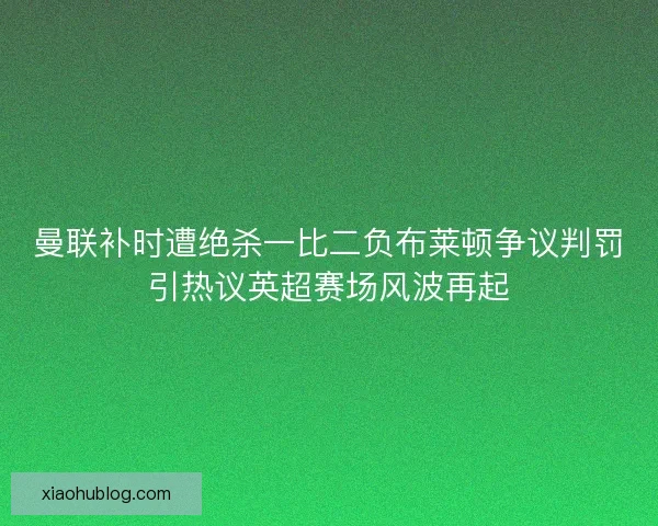 曼联补时遭绝杀一比二负布莱顿争议判罚引热议英超赛场风波再起 曼联补时遭绝杀一比二负布莱顿争议判罚引热议英超赛场风波再起